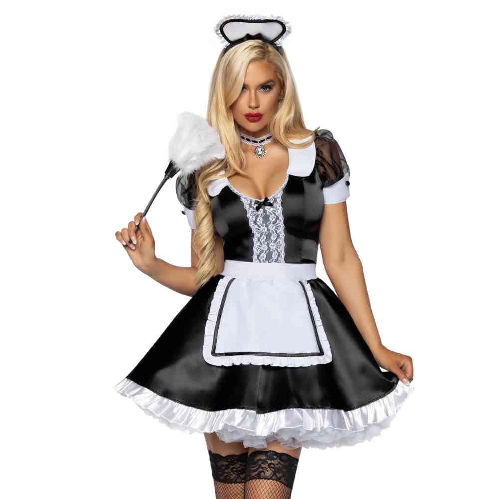 Leg Avenue - Classic French Maid Costume - Noir/Blanc